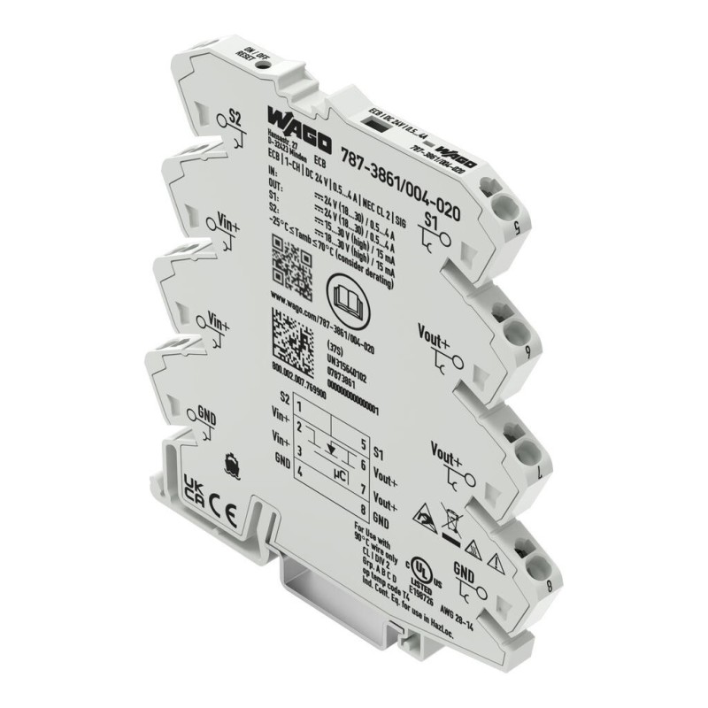 ELEKTRONICZNY WYŁĄCZNIK NADPRĄDOWY 1-KAN AŁOWY NAPIĘCIE WEJŚCIOWE 24 V DC KONFING. 0,5 … 4 A ZESTYK SYGNALIZACYJNY