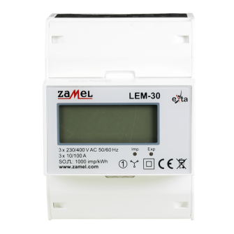 LICZNIK ENERGII ELEKTRYCZNEJ 3-FAZOWY LC D 100A,4-MOD.TYP:LEM-30