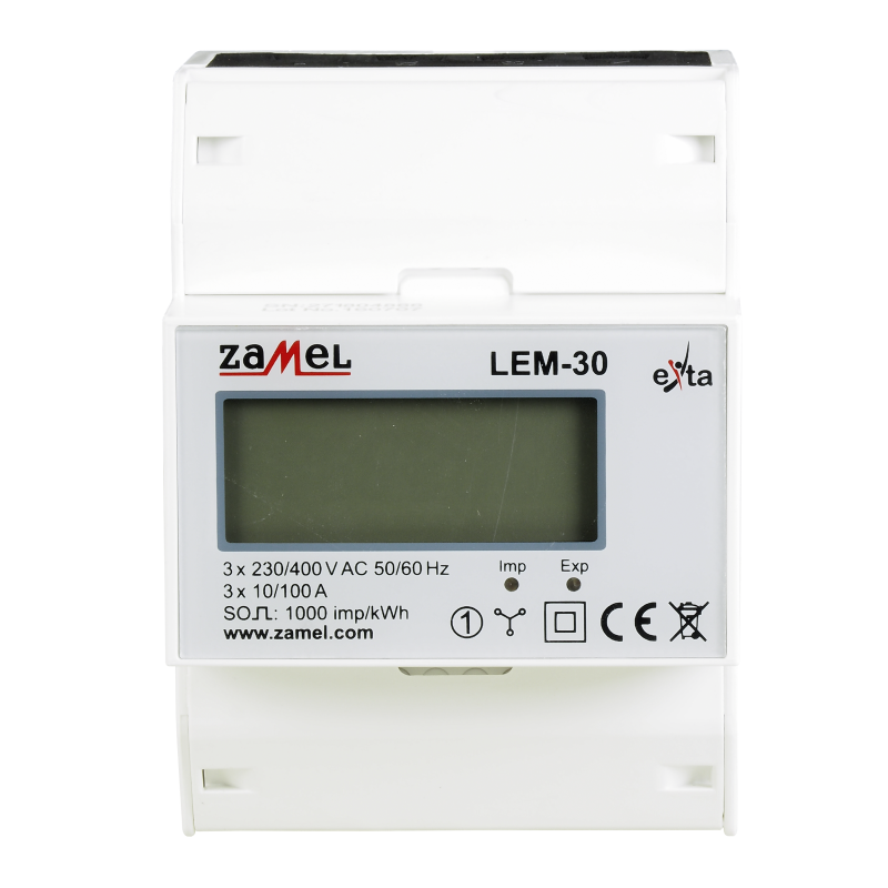 LICZNIK ENERGII ELEKTRYCZNEJ 3-FAZOWY LC D 100A,4-MOD.TYP:LEM-30