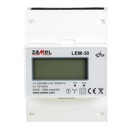 Licznik energii 3-fazowy LCD 100A Zamel LEM-30 | Sklep