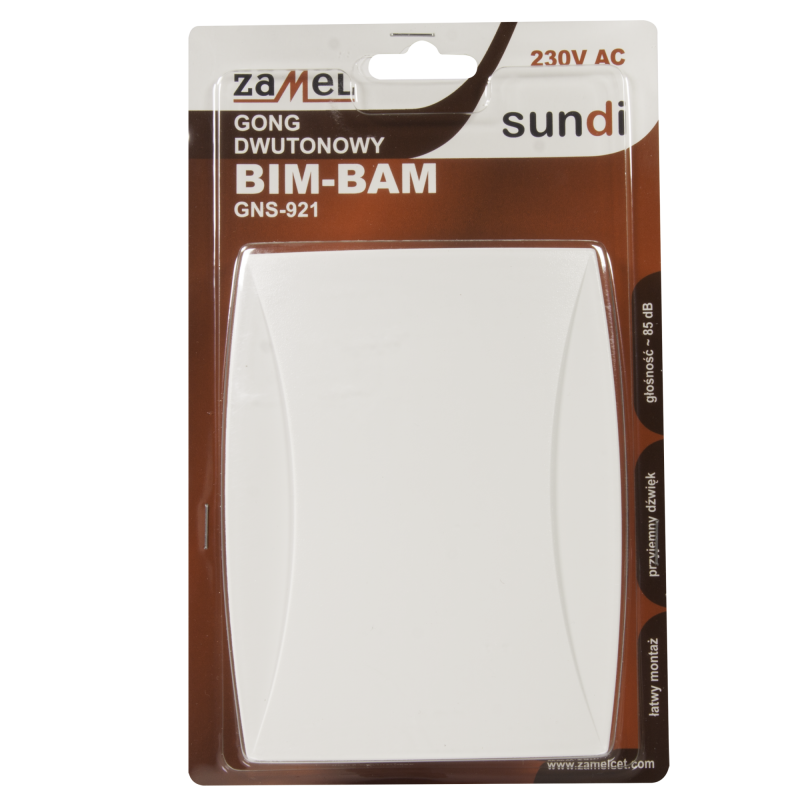 GONG DWUTONOWY BIM-BAM 230 BIAŁY