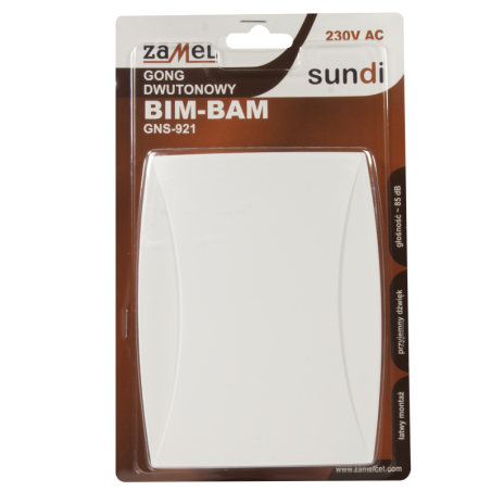 GONG DWUTONOWY BIM-BAM 230 BIAŁY