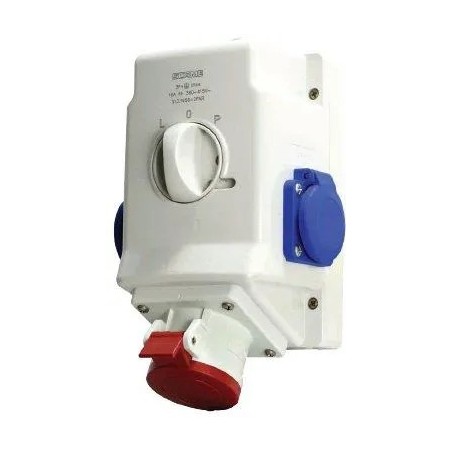 GNIAZDO STAŁE 32A 400V 3P+Z+N,1x230V, WY Ł. 0-1