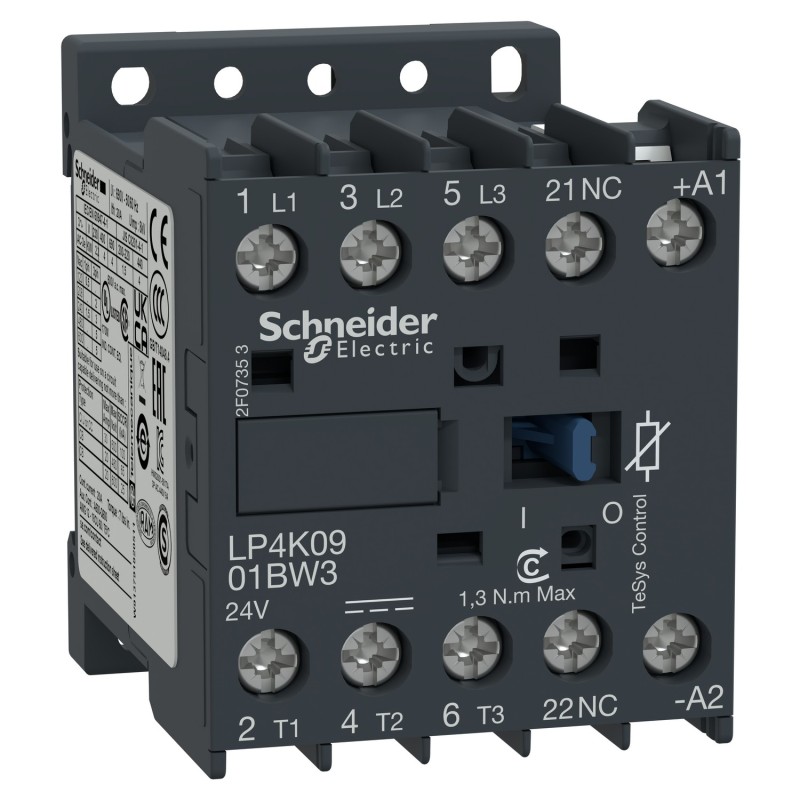 3P CONTACTOR 4,0KW 24VDC,LOW CONSUMP
