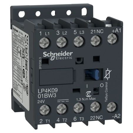 3P CONTACTOR 4,0KW 24VDC,LOW CONSUMP