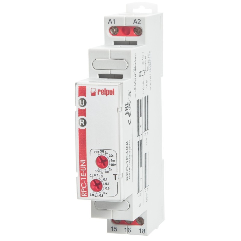 PRZEKAŻNIK CZASOWY 1P 1SEK.-10DNI 120240 V AC/DC 50/60HZ RPC-1E-UNI