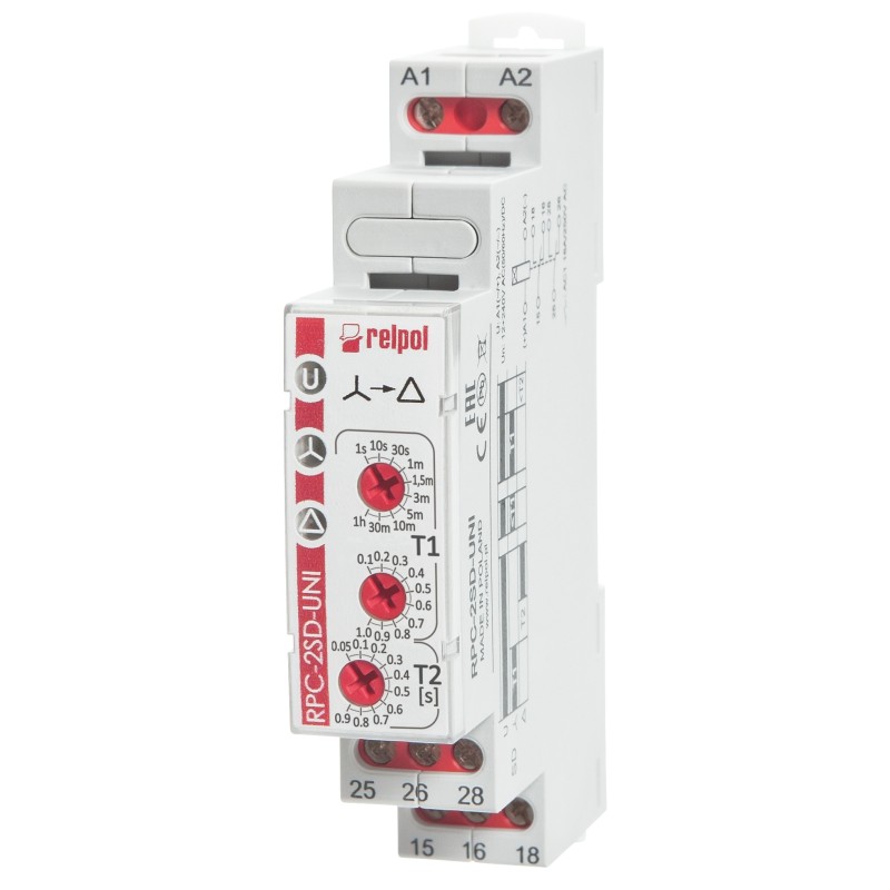 PRZEKAŹNIK CZASOWY 1P 1SEK-H 12-240V AC/ DC  GWIAZDA-TRÓJKĄT 863192