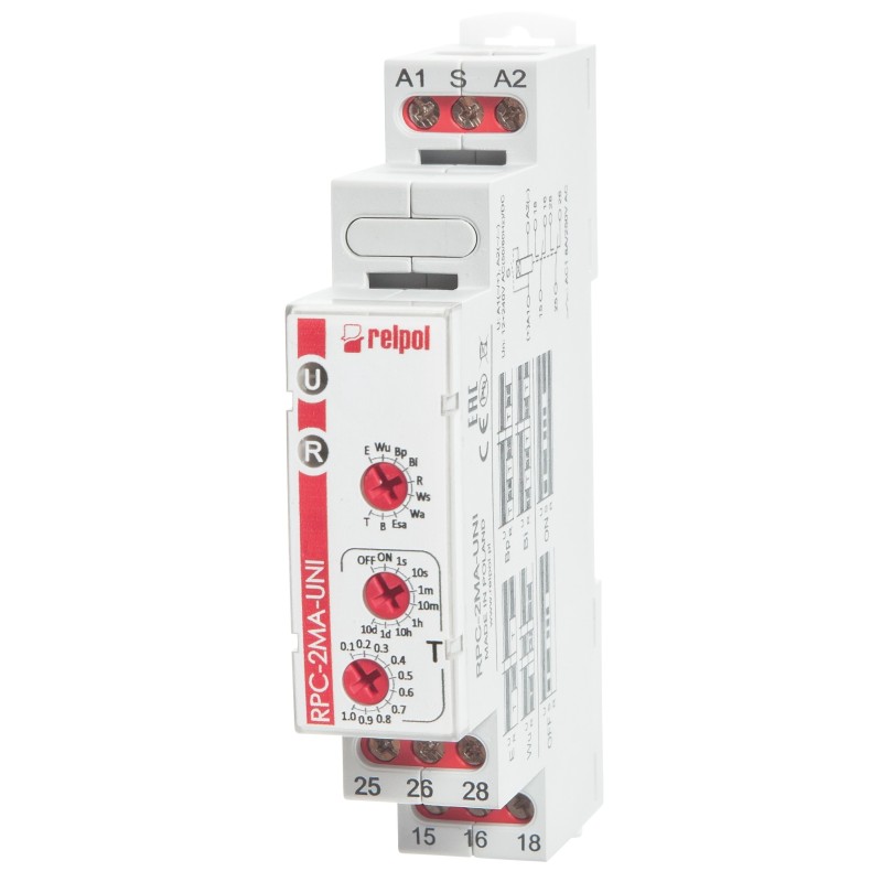PRZEKAŹNIK CZASOWY 2P 1SEK-10DNI 12-240V AC/DC 50/60HZ WIELOFUNKCYJNY RPC-2MA-UNI