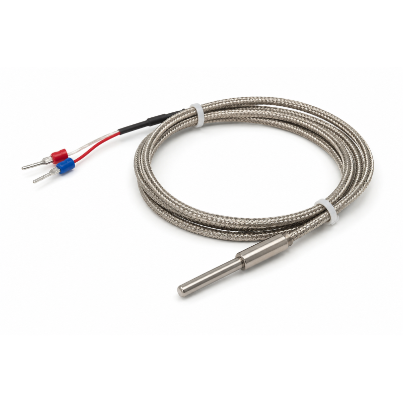 CZUJNIK TEMPERATURY CT127 PT100 FI:4,0X4 0MM -PRZEWÓD W OPLOCIE METALOWYM  2-ŻYŁY DŁUGOŚĆ 1,5M