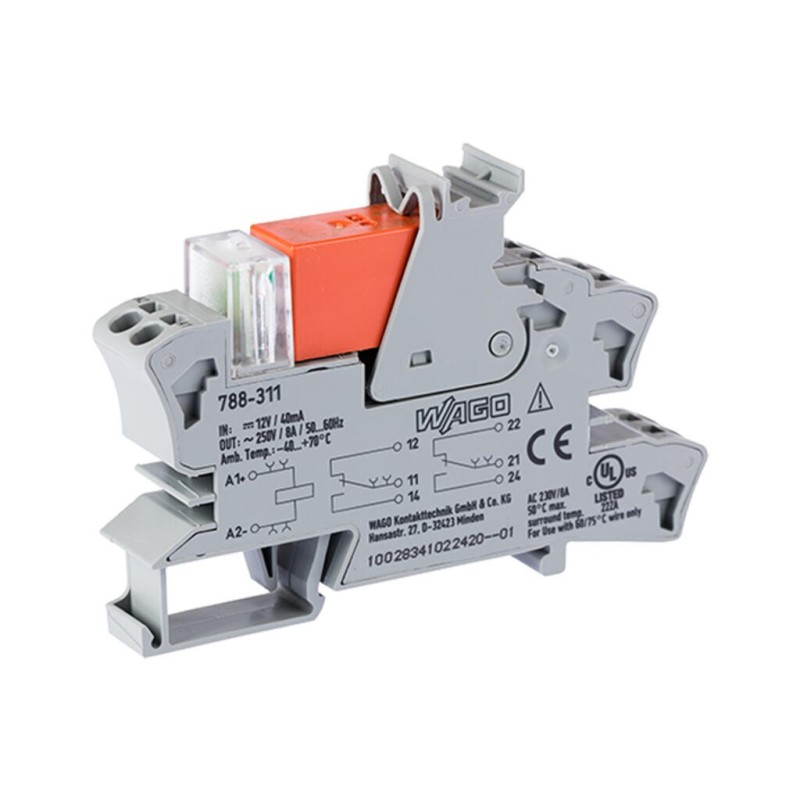 PRZEKAŹNIK ZNAMIONOWE NAPIĘCIE WEJŚCIOWE 12V DC 2X ZESTYK PRZEŁĄCZNY 8A 788-311