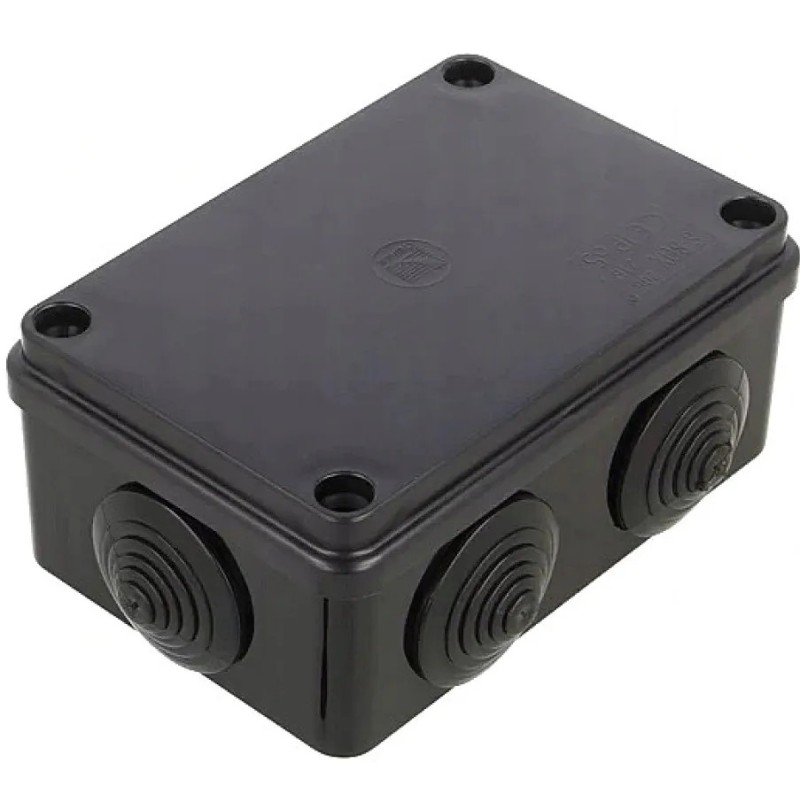 PUSZKA INSTALACYJNA 120X80X50MM BEZHALOGENOWA CZARNA Z DŁAWIKAMI PG21 S-BOX 206C