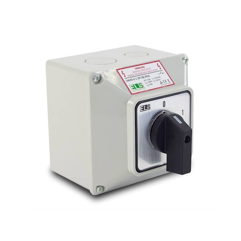ŁĄCZNIK KRZYWKOWY 0-1 25A 3P W OBUDOWIE IP65